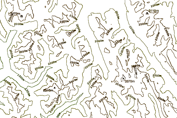 Mountain peaks around Mount Leval