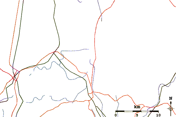 Roads and rivers around Mount Lincoln (Massachusetts)