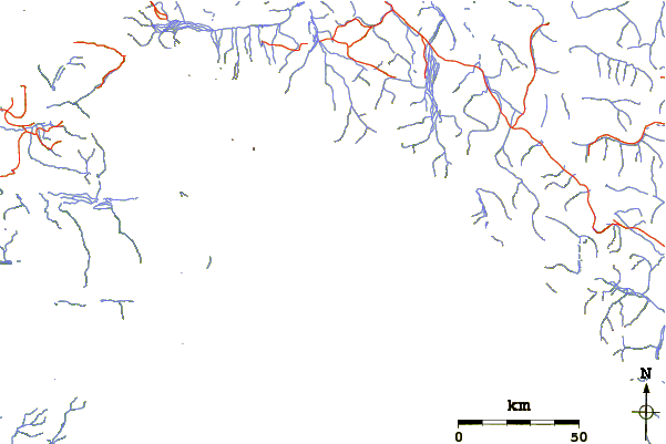 Roads and rivers around Mount Lucania