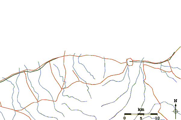 Roads and rivers around Mount Lurus