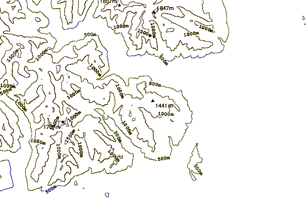 Mountain peaks around Mount Luxmore