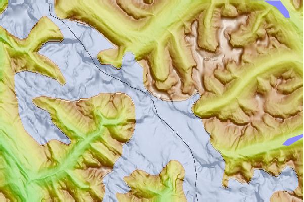 Surf breaks located close to Mount Lyell (Canada)