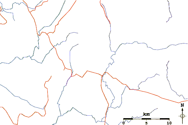 Roads and rivers around Mount Lyell (Tasmania)