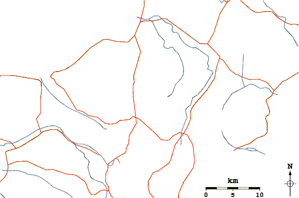 Roads and rivers around Mount Mahawu