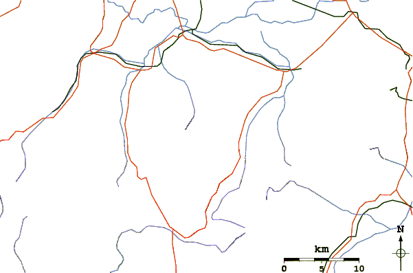 Roads and rivers around Mount Malabar