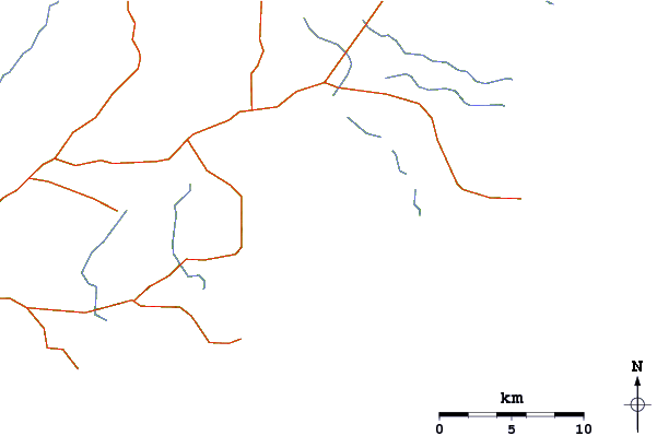 Roads and rivers around Mount Manypeaks (Western Australia)