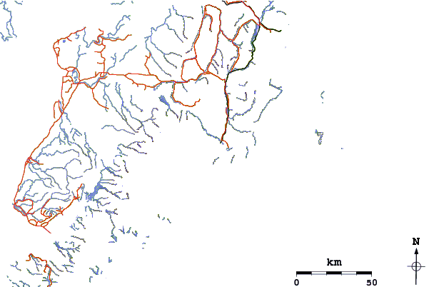 Roads and rivers around Mount Marathon