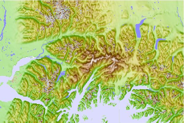 Surf breaks located close to Mount Marcus Baker