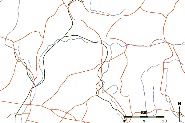 Roads and rivers around Mount Matsuo