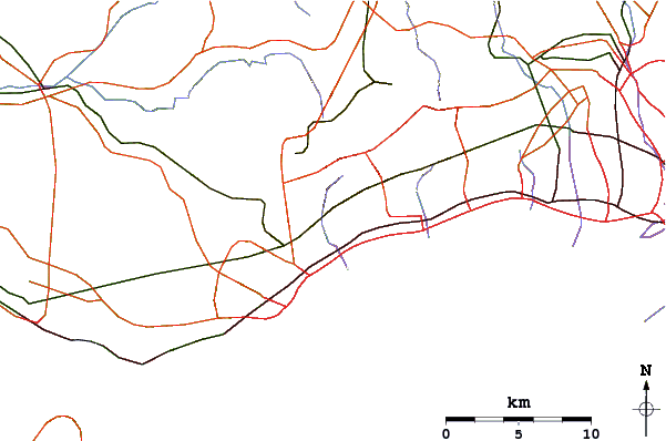 Roads and rivers around Mount Maya