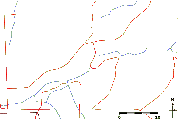 Roads and rivers around Mount McDowell