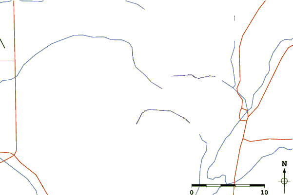 Roads and rivers around Mount Meek