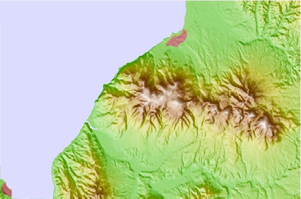 Surf breaks located close to Mount Mekunnai