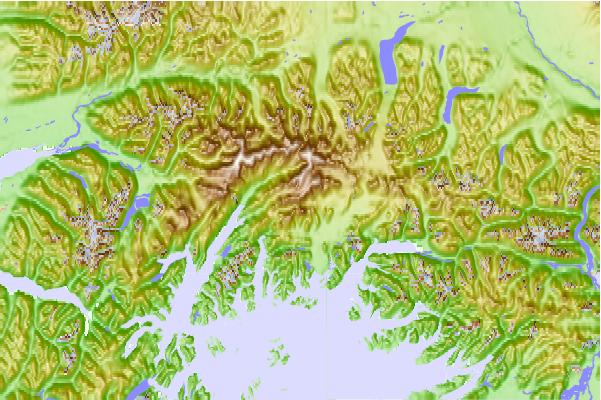 Surf breaks located close to Mount Michelson (Chugach Mountains)