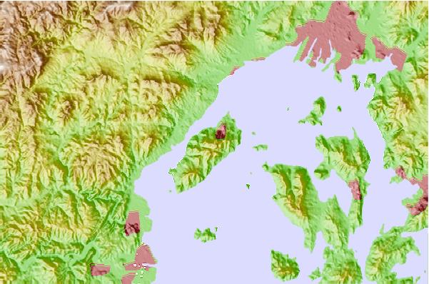 Surf breaks located close to Mount Misen (Miyajima)