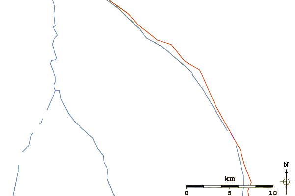 Roads and rivers around Mount Mitchell (Alberta)