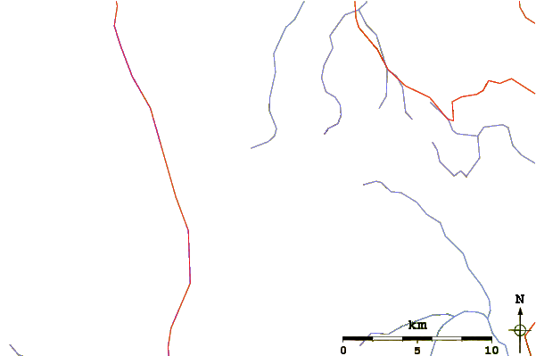 Roads and rivers around Mount Mitchell (British Columbia)