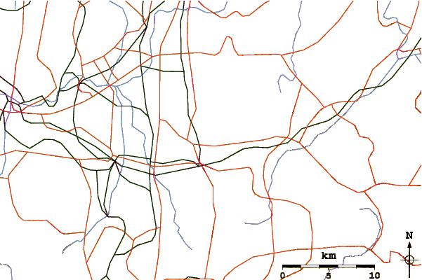 Roads and rivers around Mount Miwa