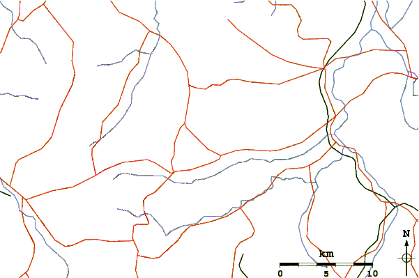 Roads and rivers around Mount Miyama