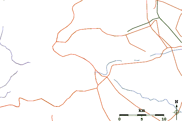 Roads and rivers around Mount Monbetsu