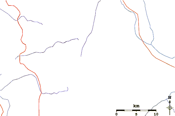 Roads and rivers around Mount Morgan (Inyo County, California)