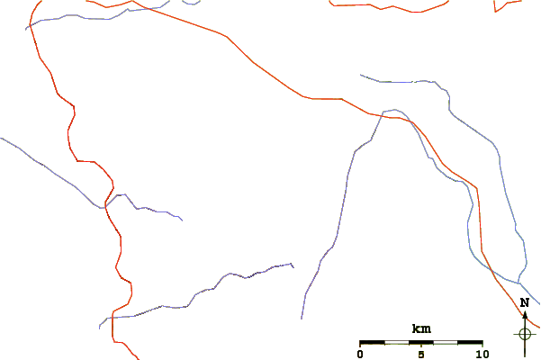 Roads and rivers around Mount Morgan (Mono County, California)