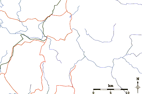 Roads and rivers around Mount Murchison (Tasmania)