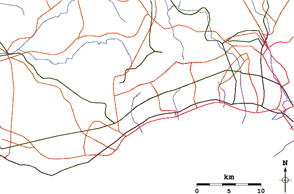 Roads and rivers around Mount Nagamine