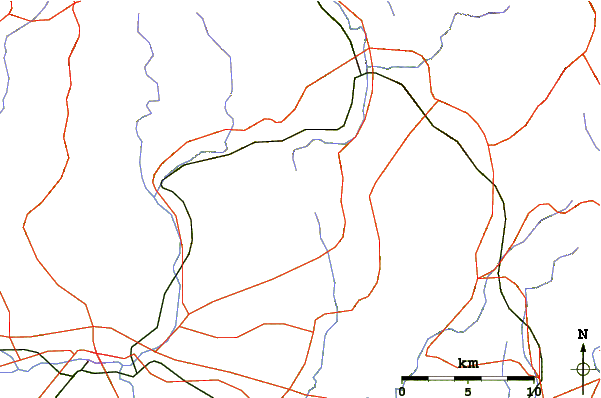 Roads and rivers around Mount Nagi