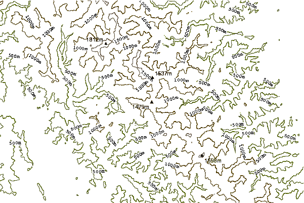 Mountain peaks around Mount Nakano