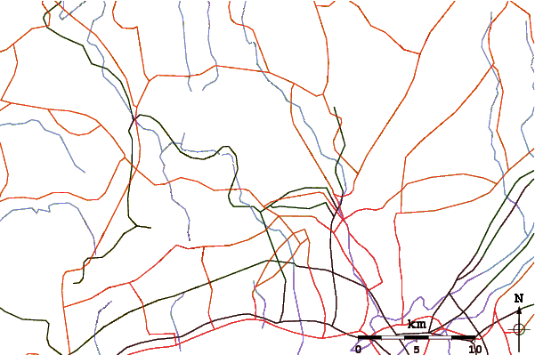 Roads and rivers around Mount Nakayama