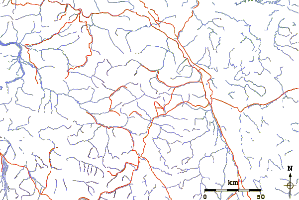 Roads and rivers around Mount Nansen (Yukon)