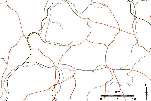 Roads and rivers around Mount Nishigatake