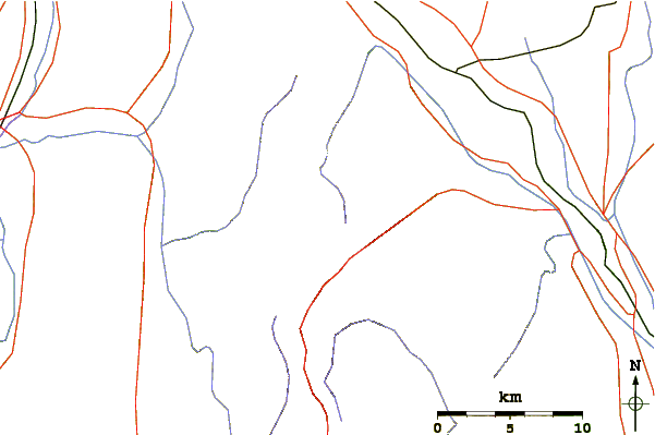 Roads and rivers around Mount Nokogiri (Akaishi)