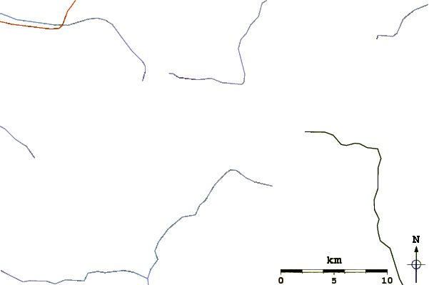 Roads and rivers around Mount Numanohara