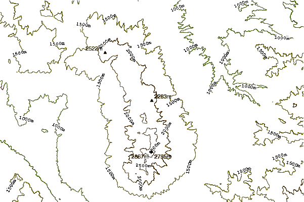 Mountain peaks around Mount Nyū