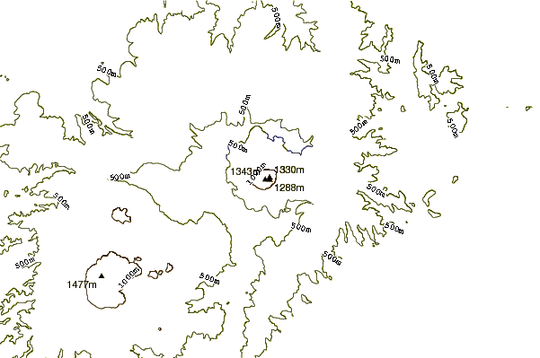 Mountain peaks around Mount Oakan