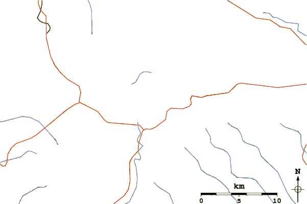 Roads and rivers around Mount Oakan