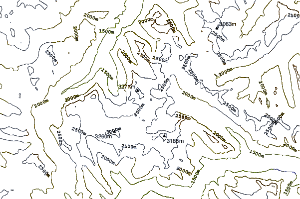 Mountain peaks around Mount Oates