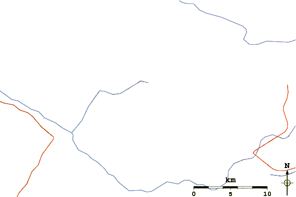 Roads and rivers around Mount Oblachnaya