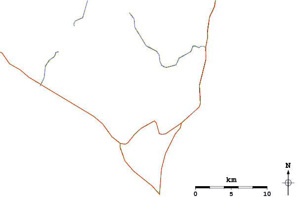 Roads and rivers around Mount Okishimappu