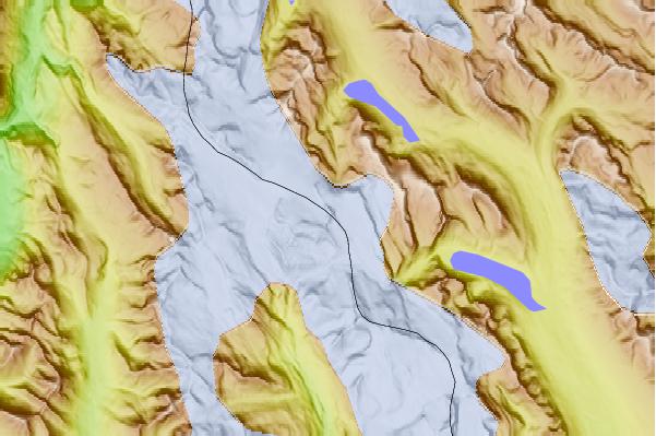 Surf breaks located close to Mount Olive (Canadian Rockies)