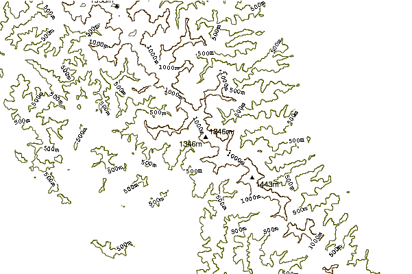 Mountain peaks around Mount Omusha