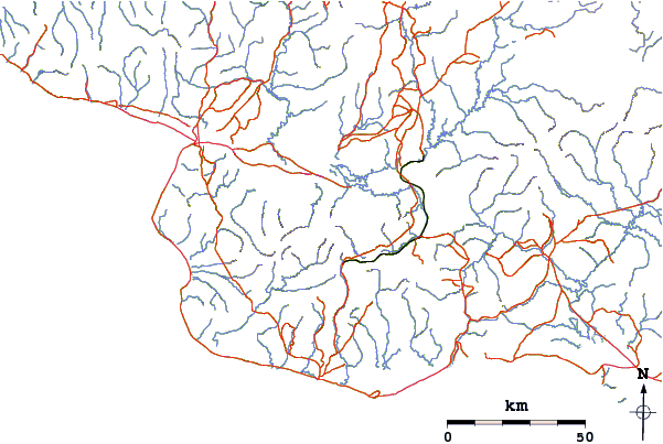 Roads and rivers around Mount Osborn