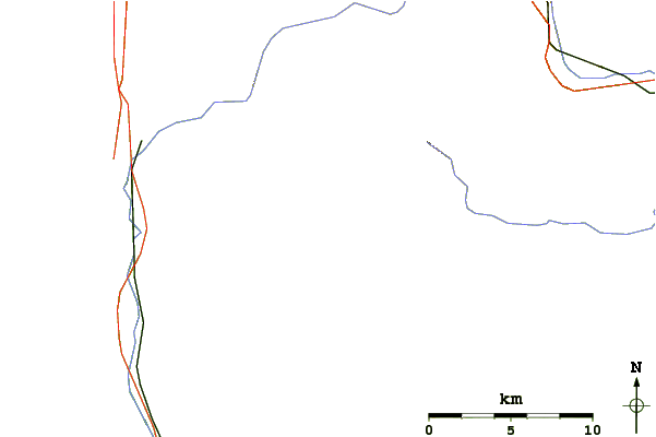 Roads and rivers around Mount Osceola