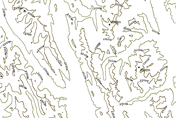 Mountain peaks around Mount Packenham