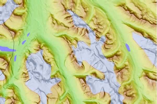 Surf breaks located close to Mount Palmer (Alberta)