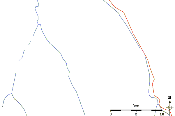 Roads and rivers around Mount Palmer (Alberta)