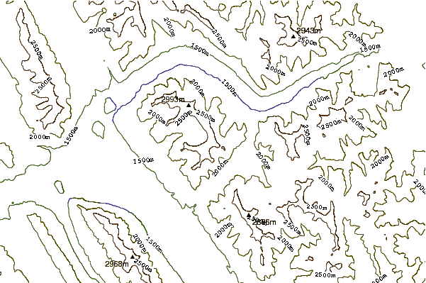 Mountain peaks around Mount Peechee