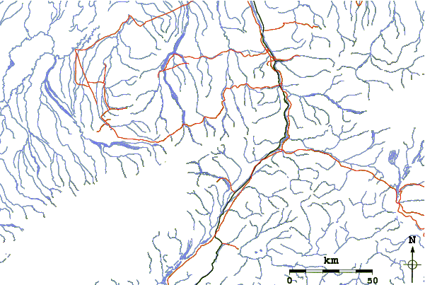 Roads and rivers around Mount Pendleton